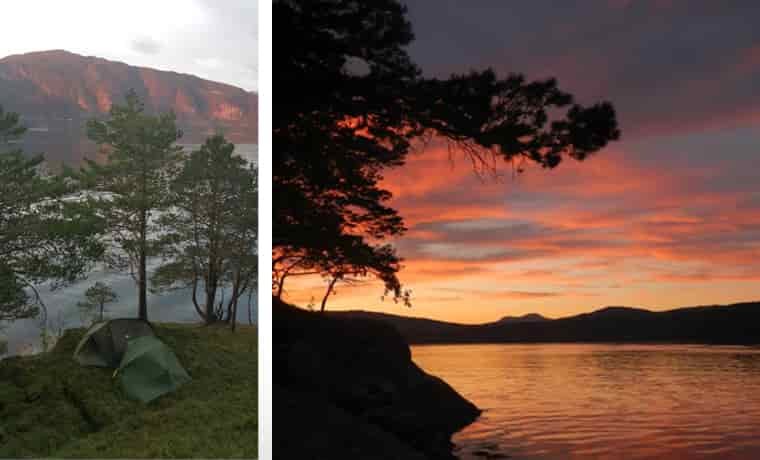 Sunset and campsite