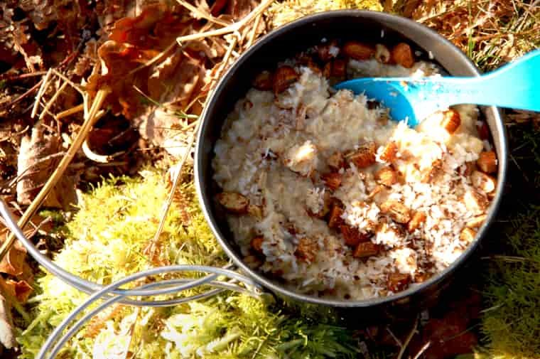 Bowl of peshwari porridge on moss
