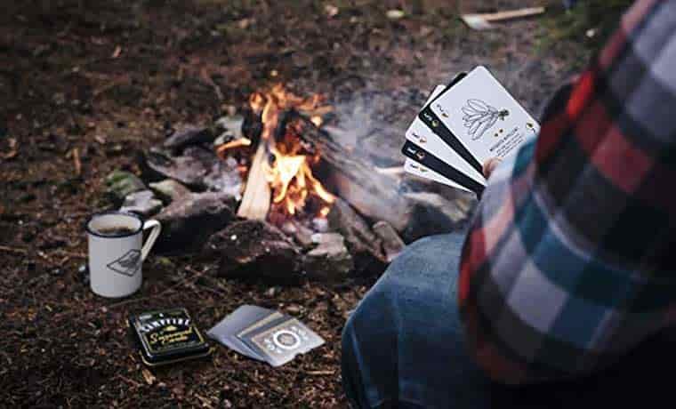 Playing cards at camp