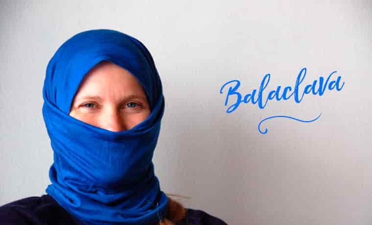 Woman wearing a Buff as a balaclava