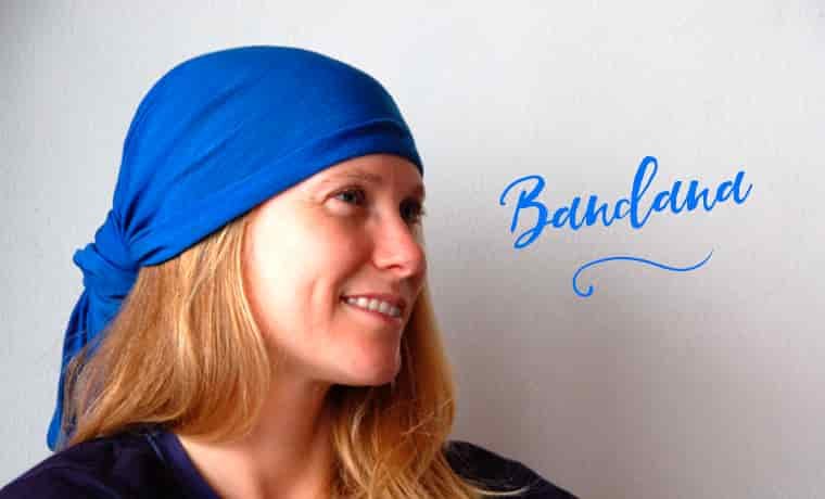 Woman wearing a Buff as a bandana