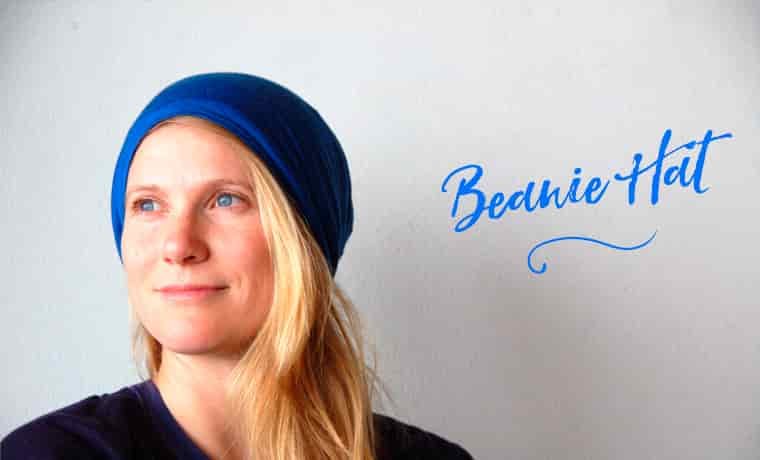 Woman wearing a Buff as a beanie hat