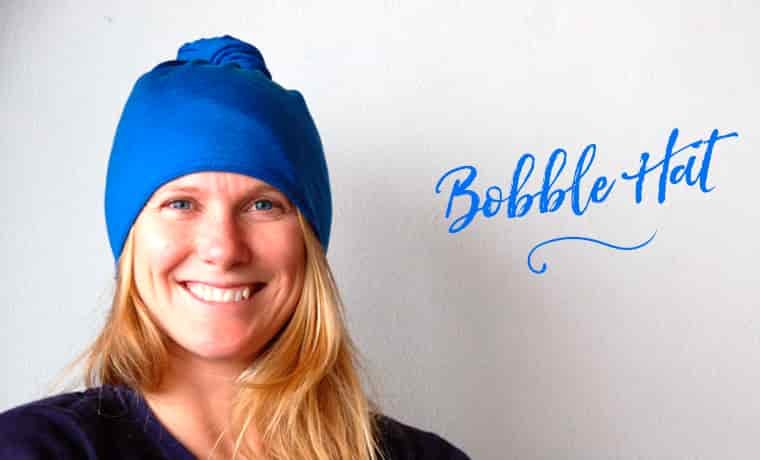 Woman wearing a Buff as a bobble hat