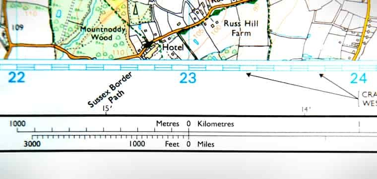 Graphic scale on a map