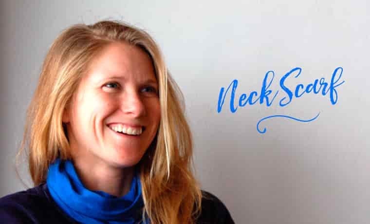 Woman wearing a Buff as a neck scarf