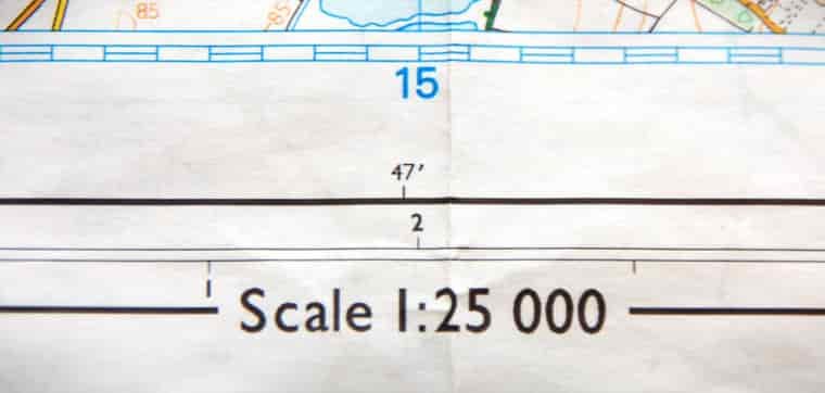 Number scale on map