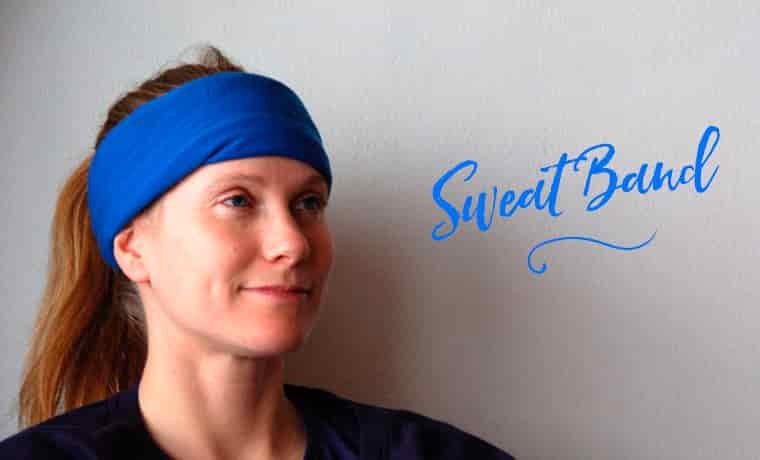 Woman wearing a Buff as a sweat band