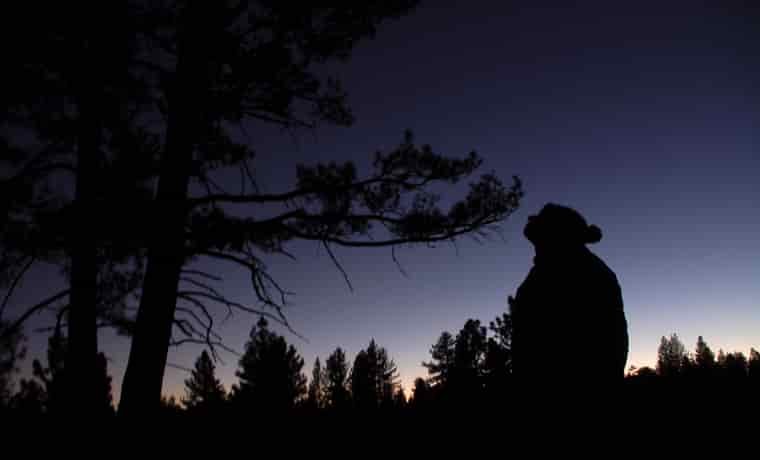 Man star gazing