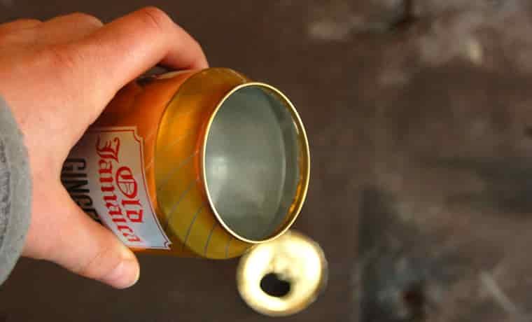 Soda can with lid cut out