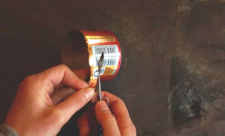 Trimming soda can half