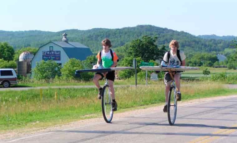 Extreme ironing unicyclers