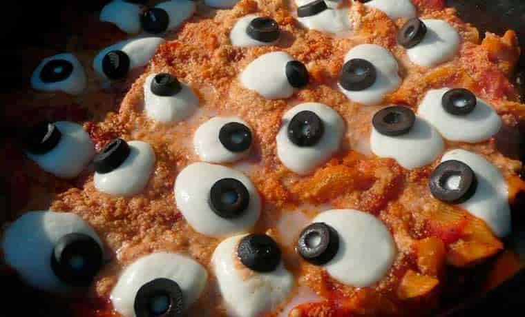 Halloween camping eyeball casserole