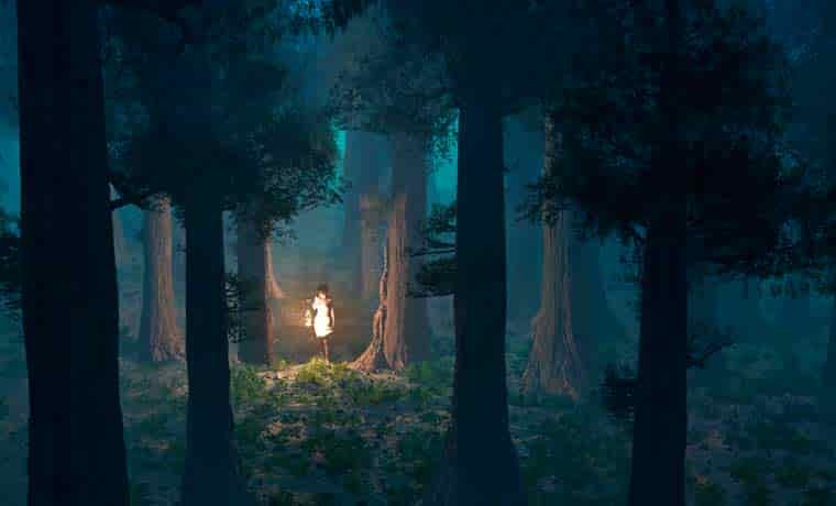 Woman spooky forest