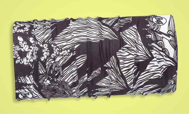 Mountain scene printed buff