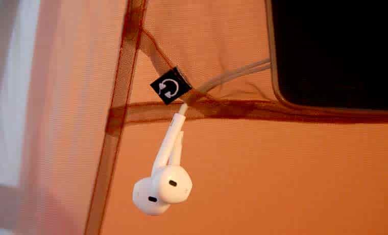 Media pocket inside tent
