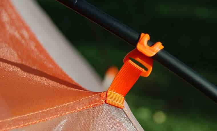 Pole clips on Big Agnes tent