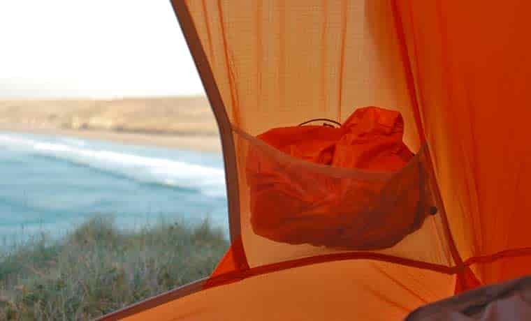 Small internal side pocket of tent