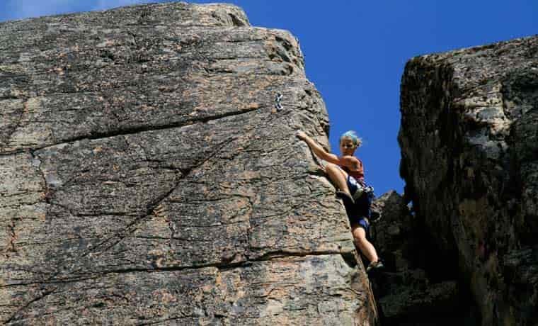 Climbing on an arete