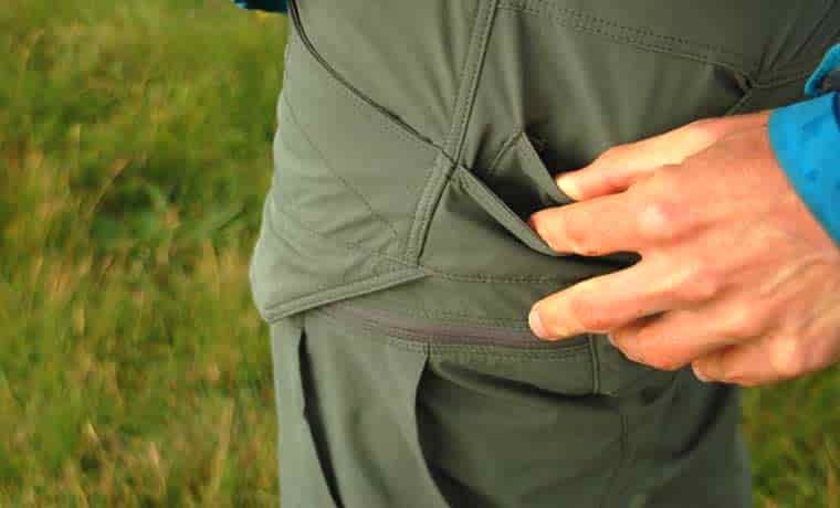 Back pockets of hiking pants