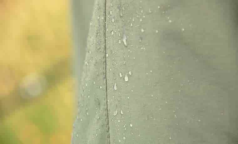 Water beading on hiking pants