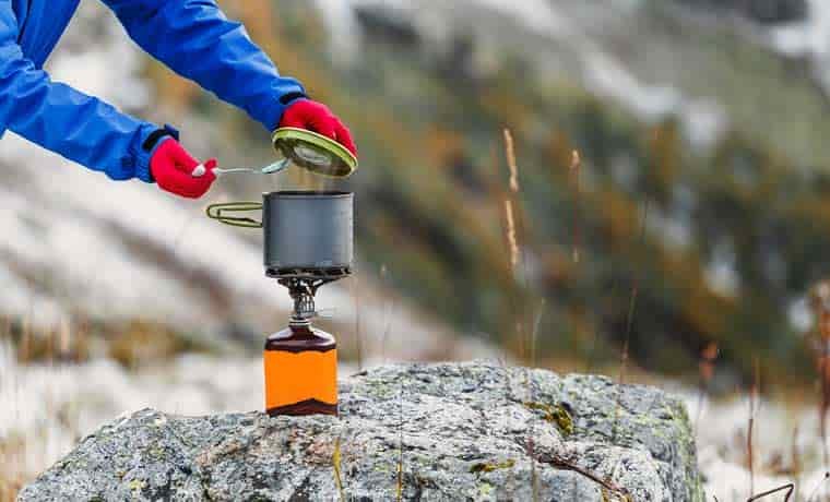 Cooking on camp stove