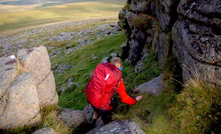 Scrambling with backpack