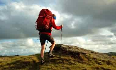 Woman hiking with backpack