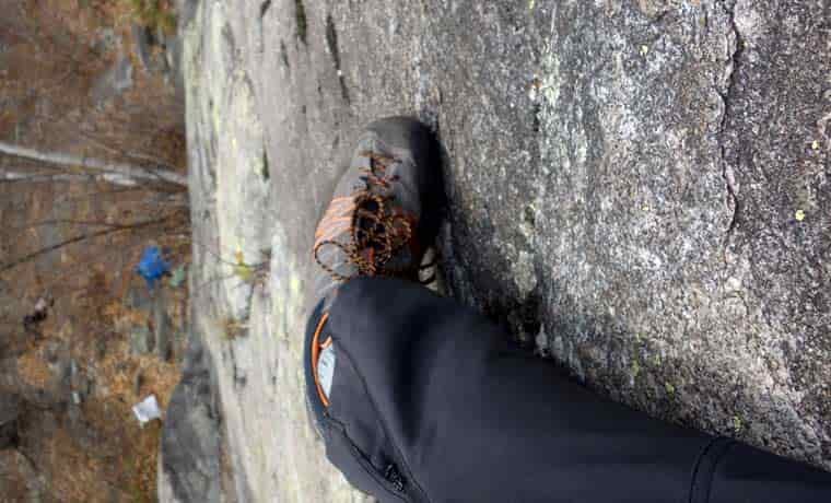 Climbing in Crux shoes