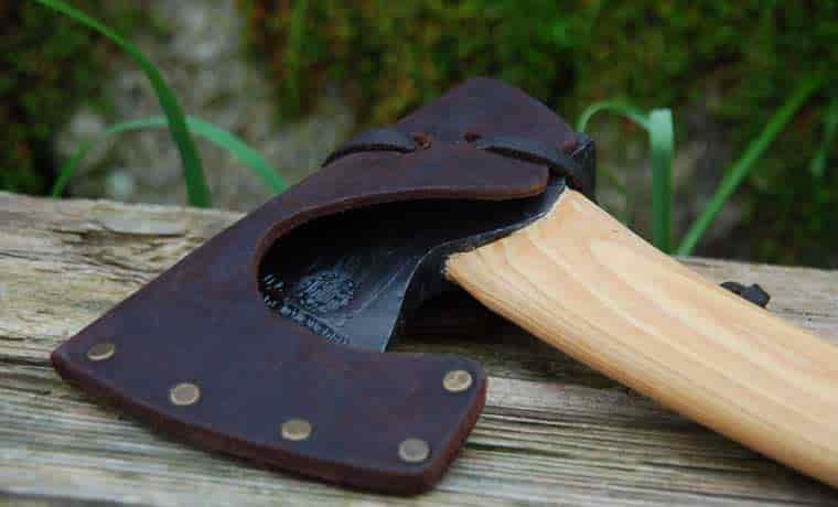 Leather sheath of axe