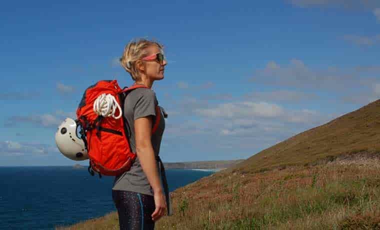 Woman wearing backpack