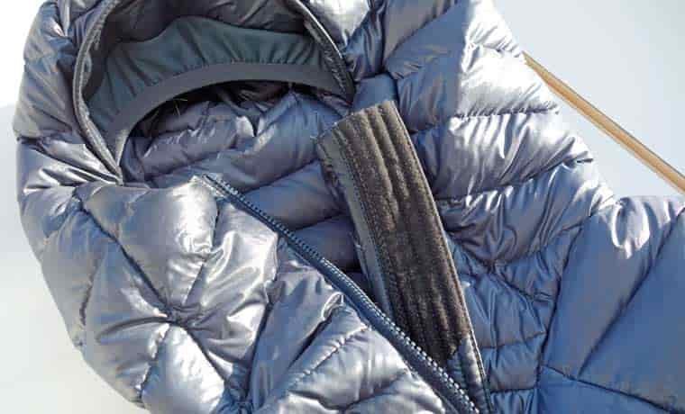 Chin guard on jacket