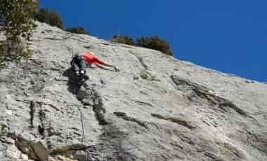 Man climbing on rock