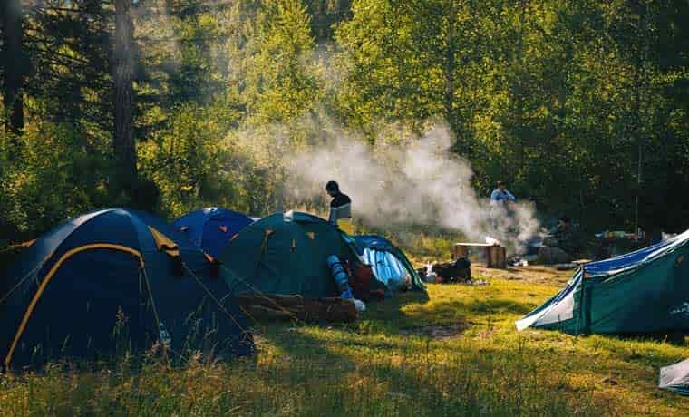 Tents and campfire