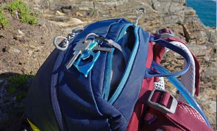 Top pocket of backpack