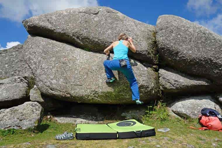 Woman bouldering