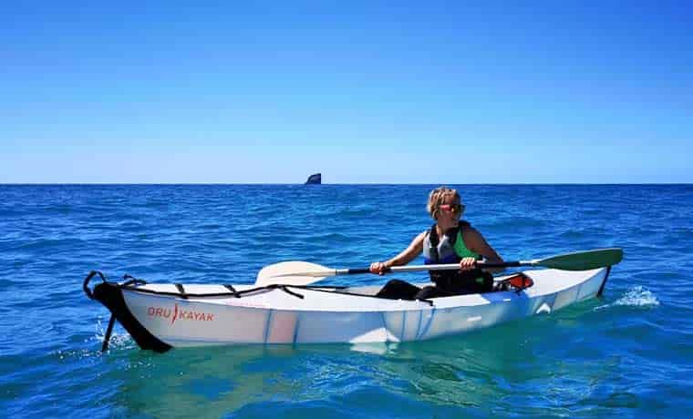 Paddling a folding kayak