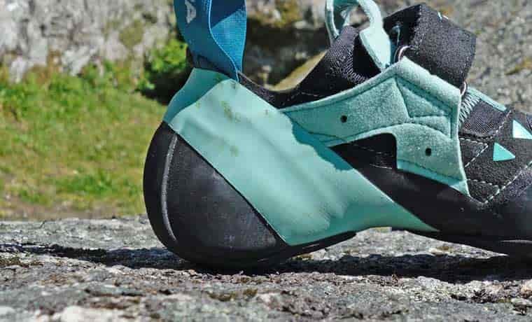 Heel of climbing shoe