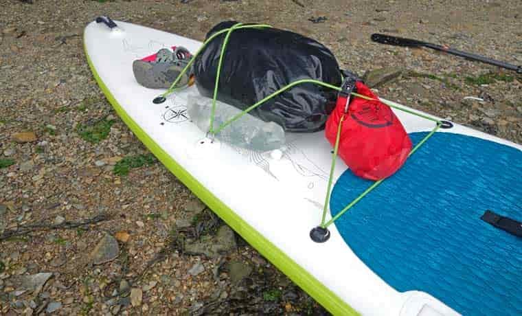 Paddle board with gear on