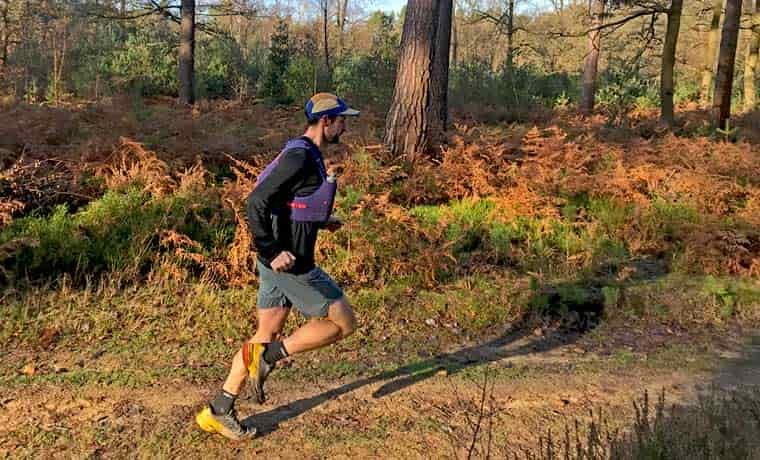 Man running in the woods