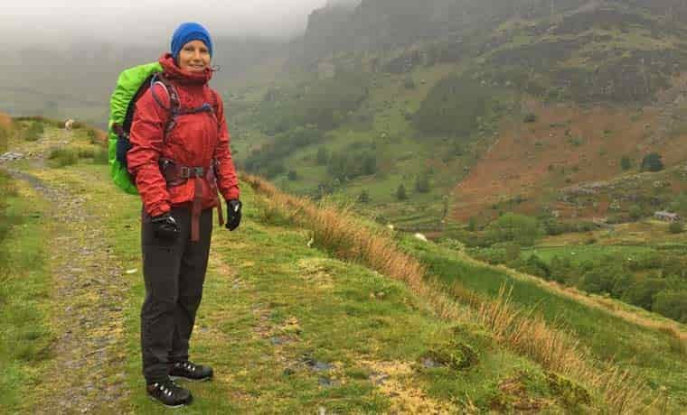 Woman hiking in hills
