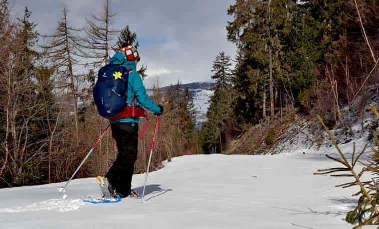 Woman snowshoeing