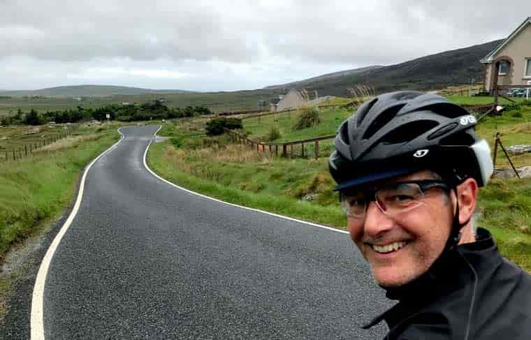 Man with bike helmet