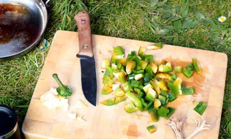 Knife on cutting board