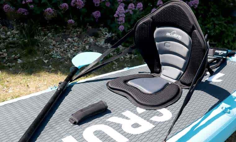 Kayak set up on paddle board