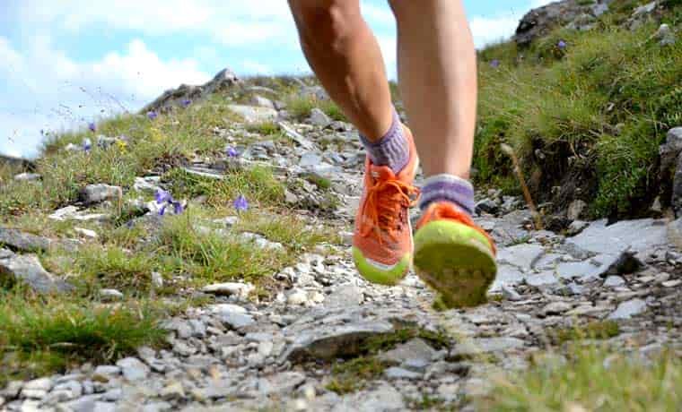 Feet running on the trail