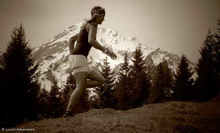 Woman running in mountains