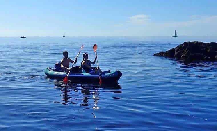 Kayakers on the sea