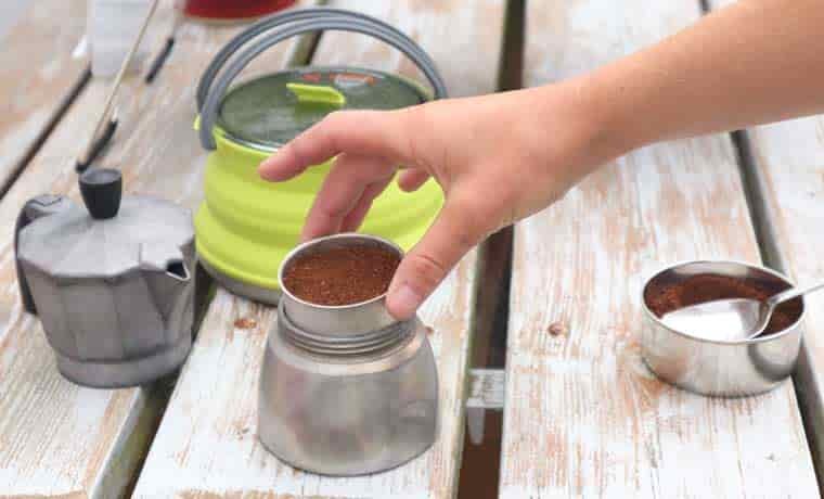 Camp coffee in moka pot