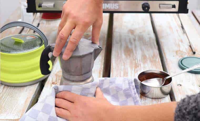 Camp coffee in moka pot