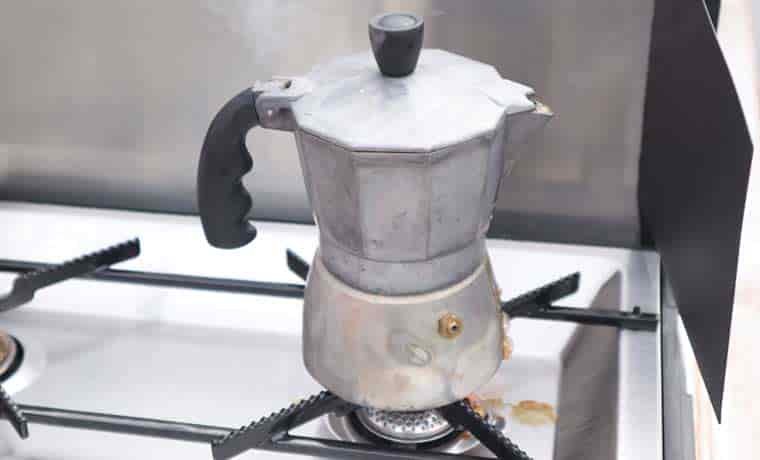 Camp coffee in moka pot